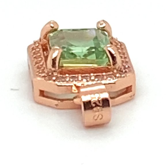 Green Tourmaline 1.60ct Rose Gold Finish Solid 925 Sterling Silver Pendant - Picture 7 of 7
